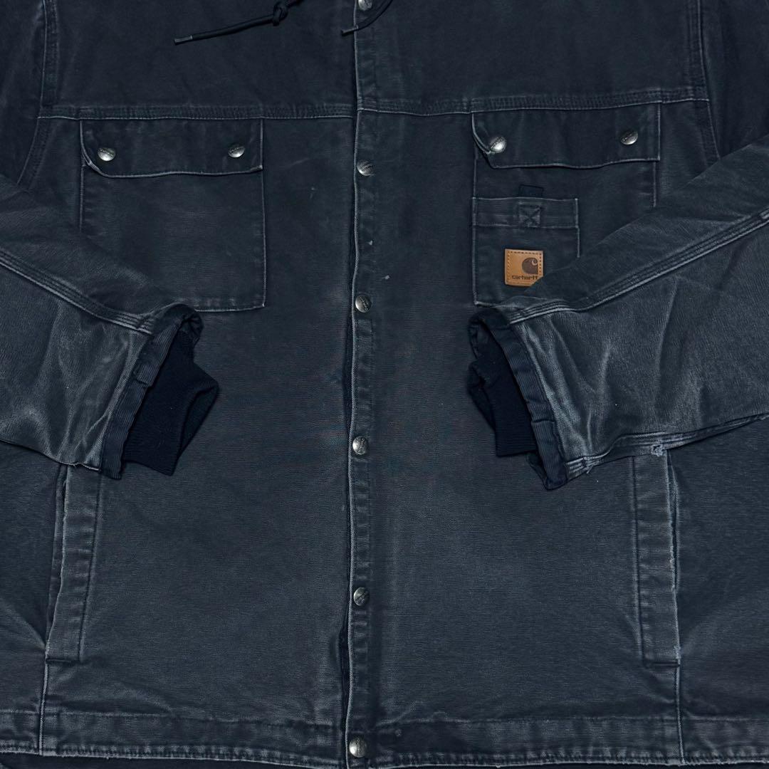 カーハート　メキシコ製　ダック地　アクティブジャケット　裏ボア　ブラック　2XL