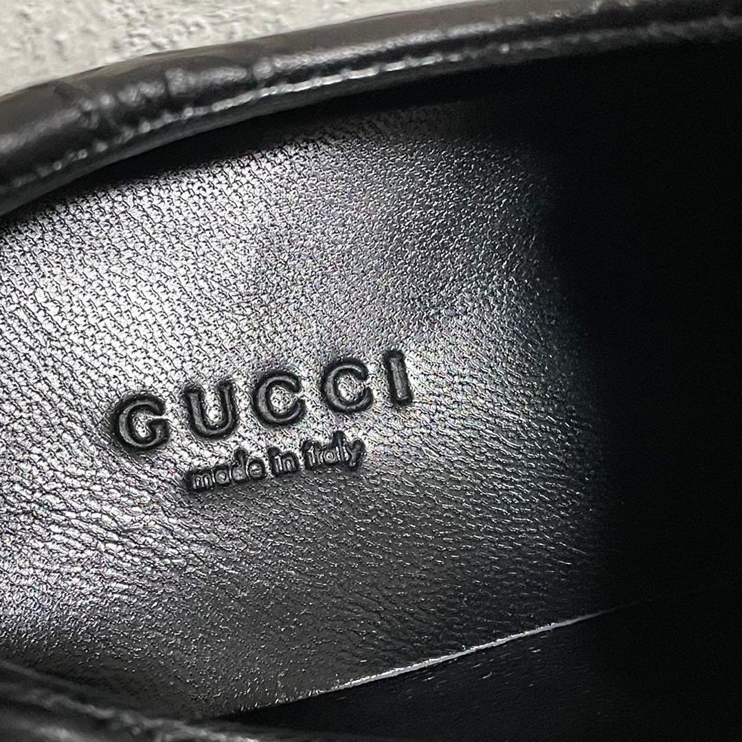 美品　グッチ　GUCCI （36） シマレザー　gg柄　スニーカー　ベルクロ　黒