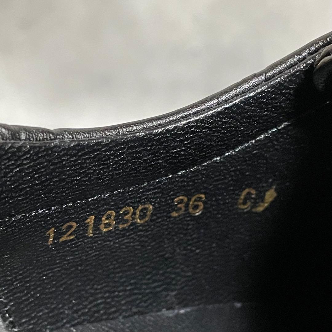 美品　グッチ　GUCCI （36） シマレザー　gg柄　スニーカー　ベルクロ　黒