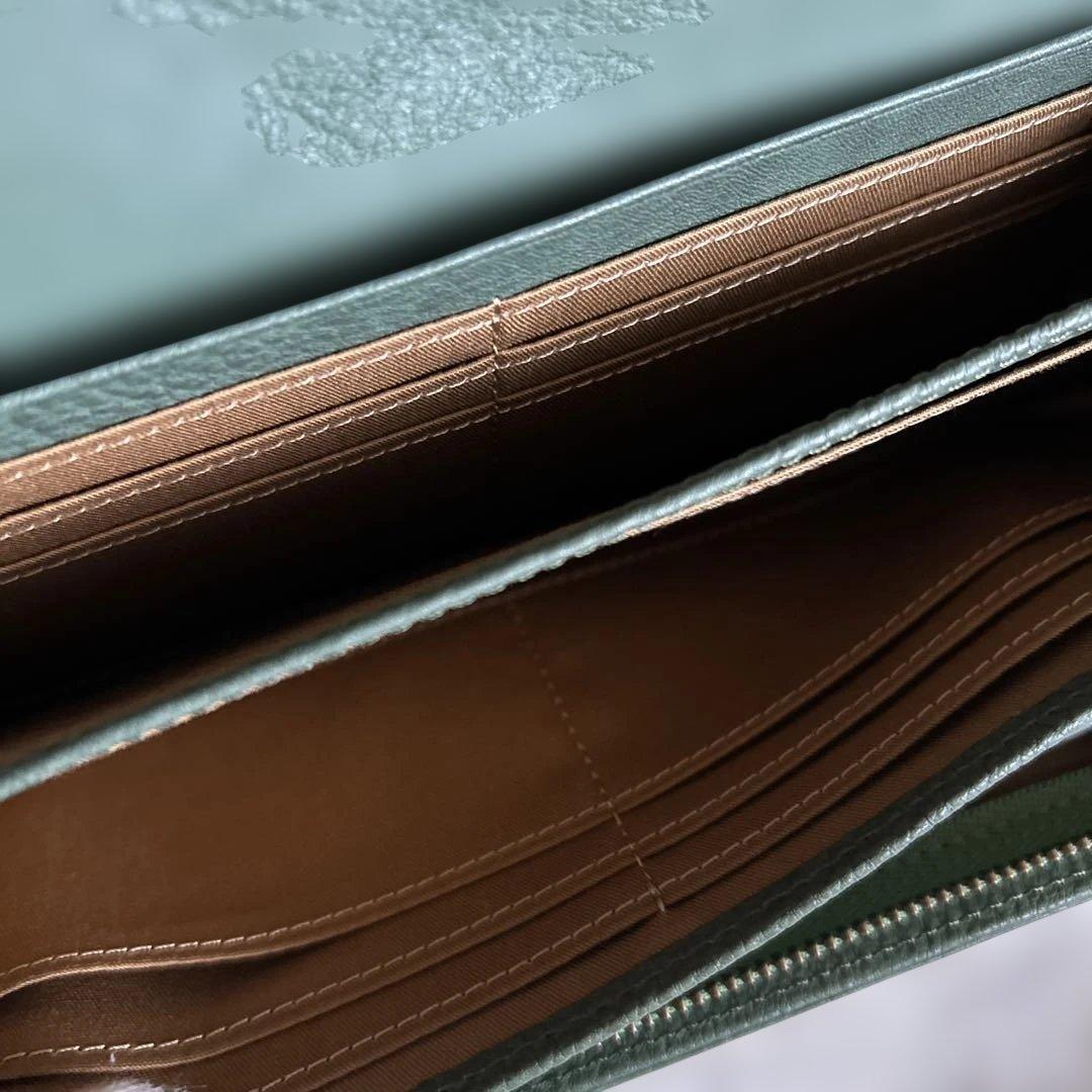 新品Dakota グリーン レザー 長財布 動物エンボス加工