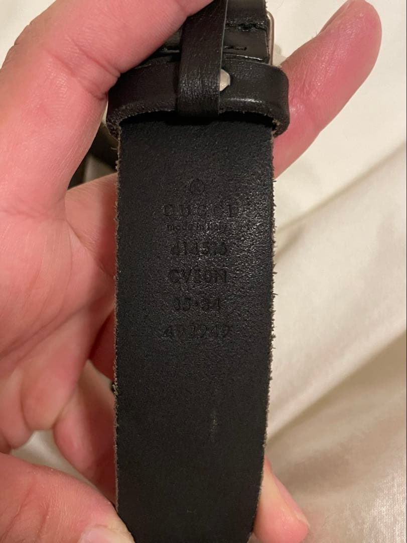 Gucci ダブルGバックル ブラックレザーベルト