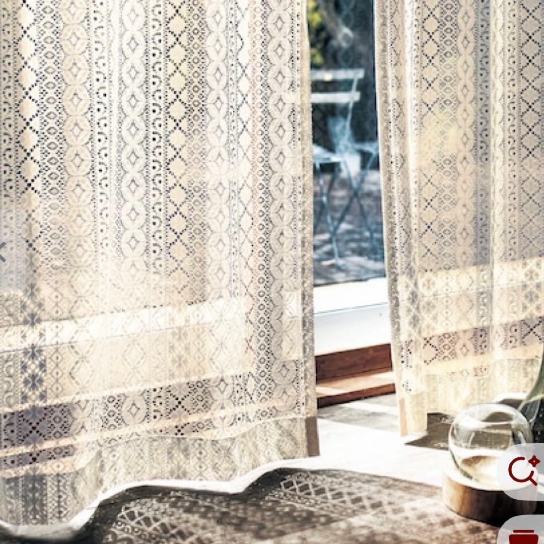 【ベルメゾン】　チュール風レースカーテ ン ＜2枚組／1枚＞　（日本製）