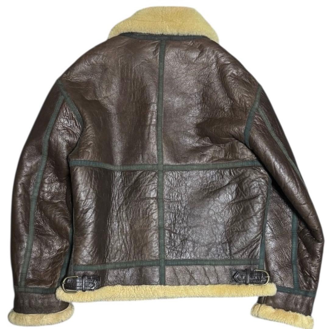 B-3 本革 ボンバージャケット リアルムートン シープスキン 濃茶 LLサイズ