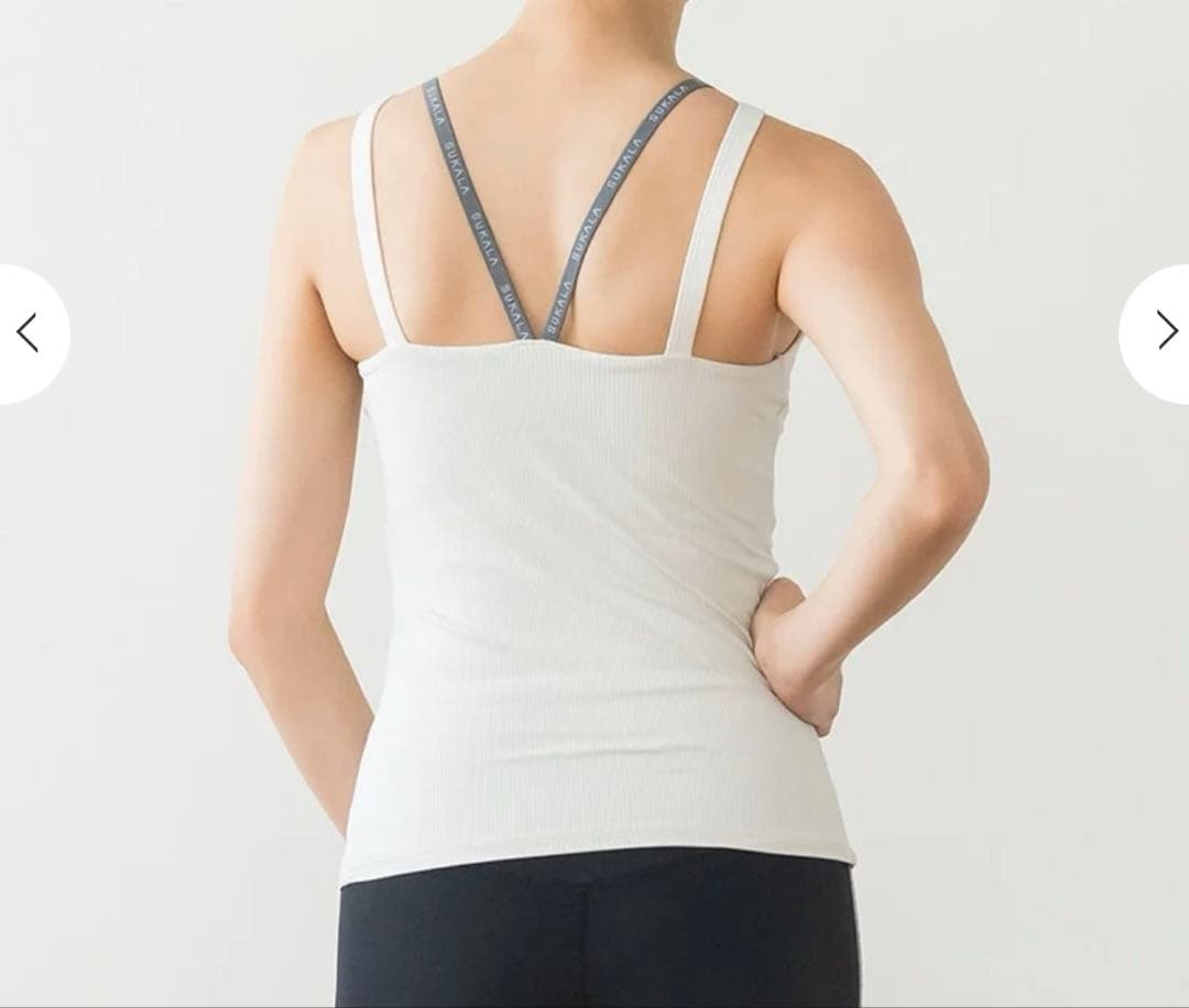 【SUKALA】ダブルストラップリブロゴタンクトップ　LL