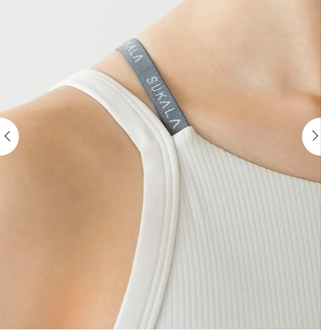 【SUKALA】ダブルストラップリブロゴタンクトップ　LL