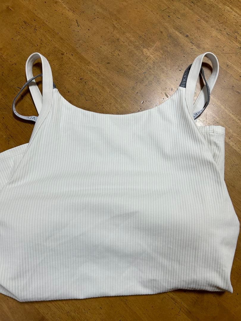 【SUKALA】ダブルストラップリブロゴタンクトップ　LL