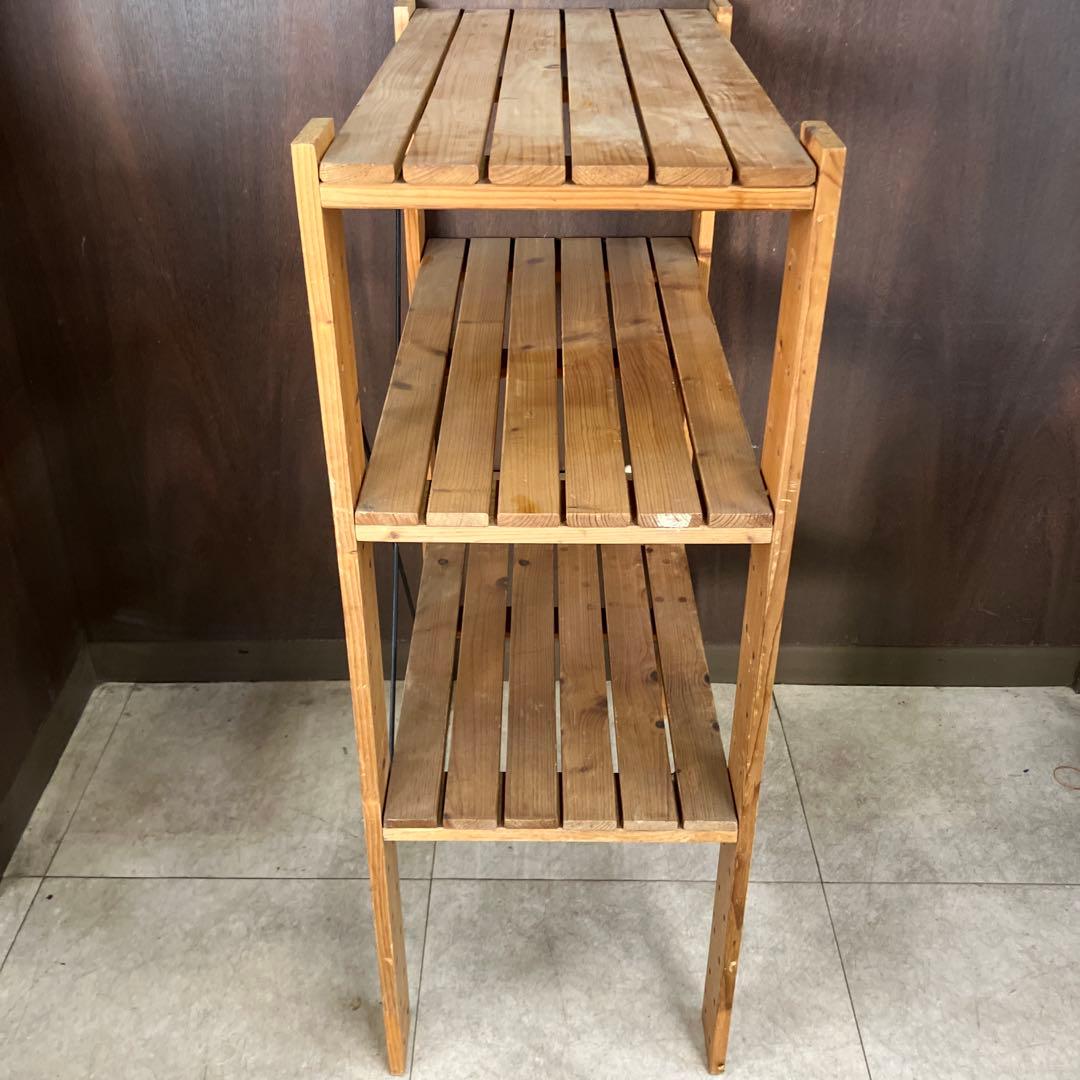 A-5 北欧レトロ 天然木 3段木製ラック ウッドシェルフ 飾り棚/多目的ラック