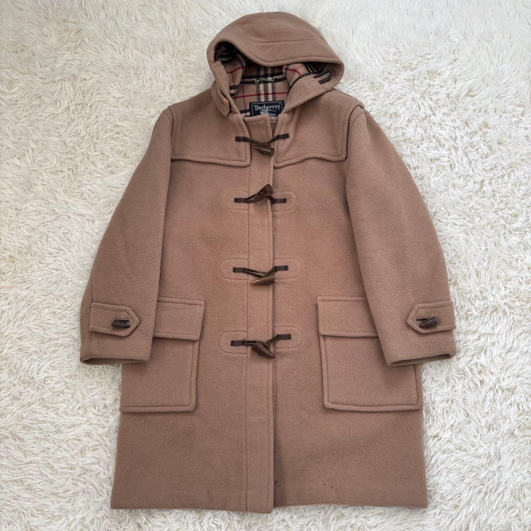 バーバリー ノバチェック ダッフルコート　ウール 英国製 ベージュ　サイズL相当