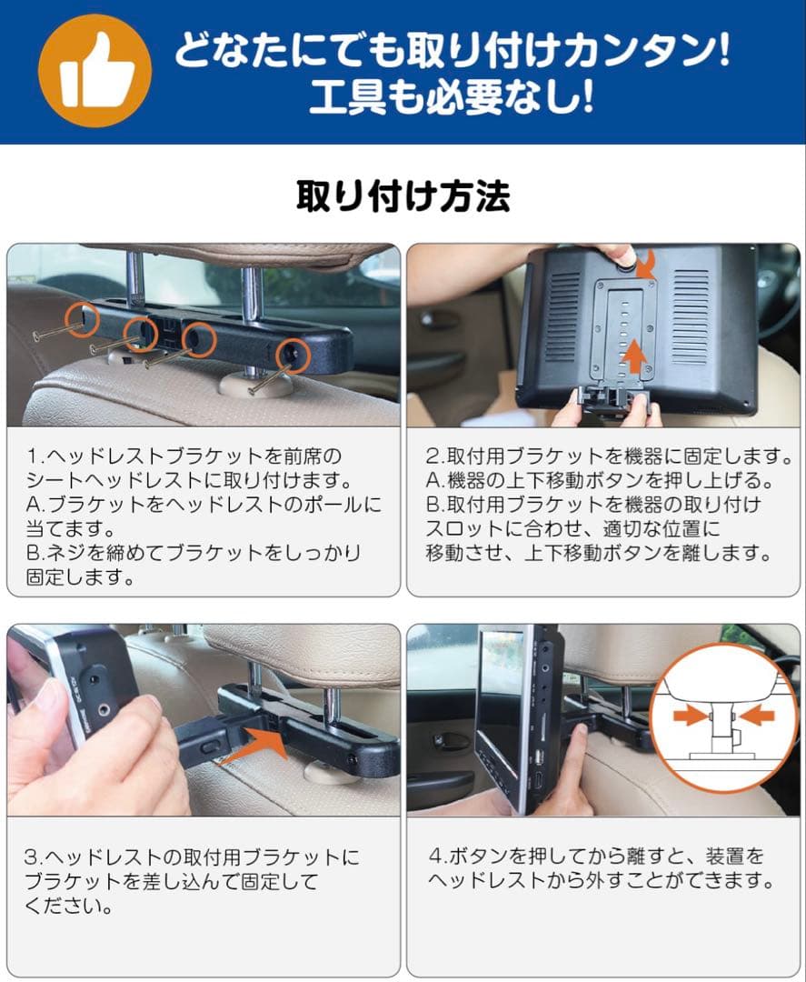 21日まで限定価格☆DVDプレイヤーヘッドレストモニター10.1インチ