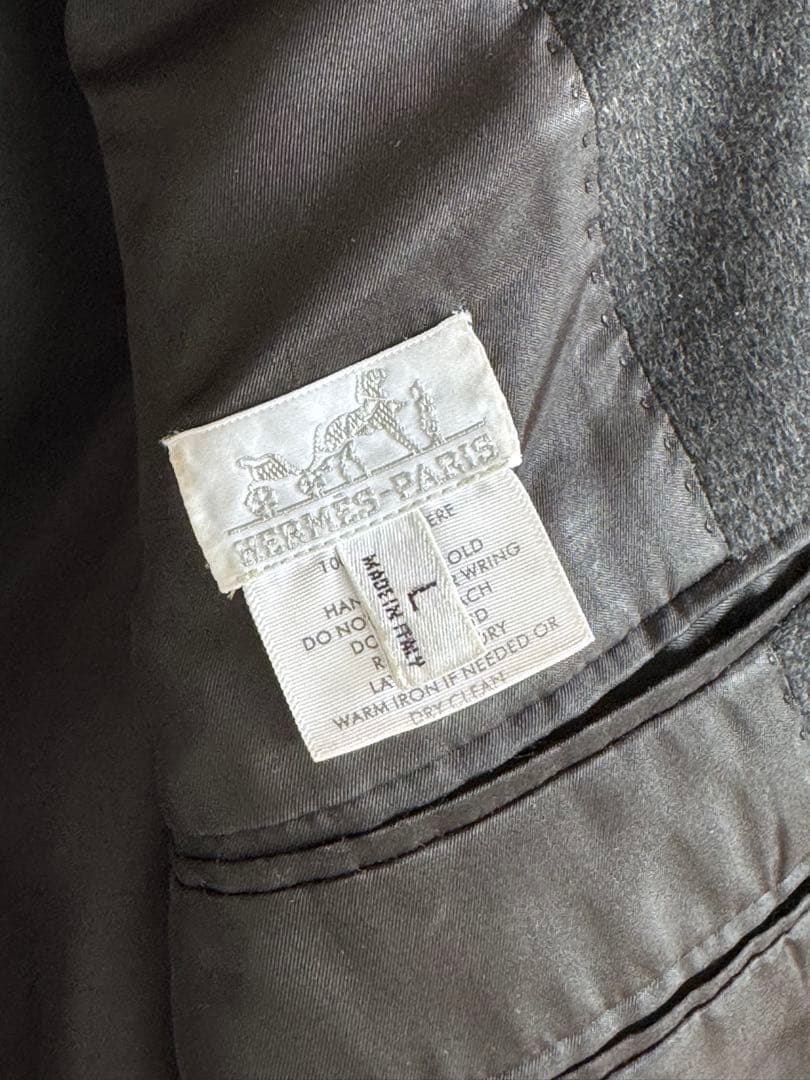 HERMES PARIS ダークグレー ヴィンテージチェスターコート