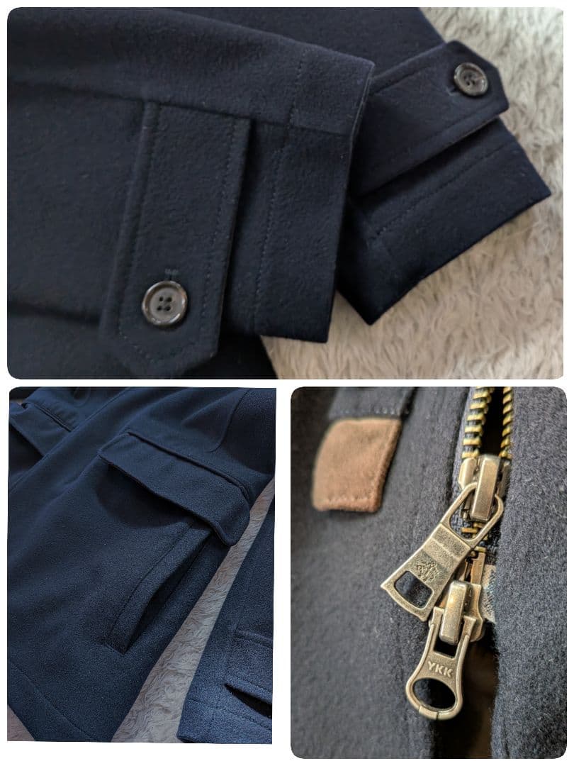 ブルックスブラザーズ　ロロピアーナ　ネイビー ステンカラーコート ウールコート