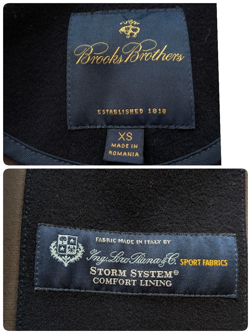 ブルックスブラザーズ　ロロピアーナ　ネイビー ステンカラーコート ウールコート