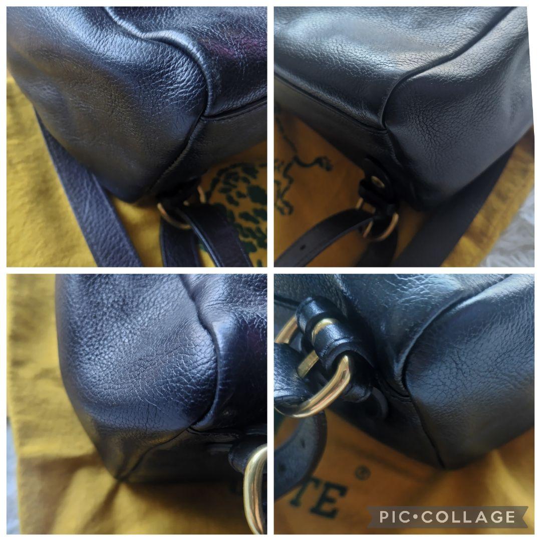 【美品✨】イルビゾンテ オールレザー リュック フラップ 巾着 ロゴ刻印 黒