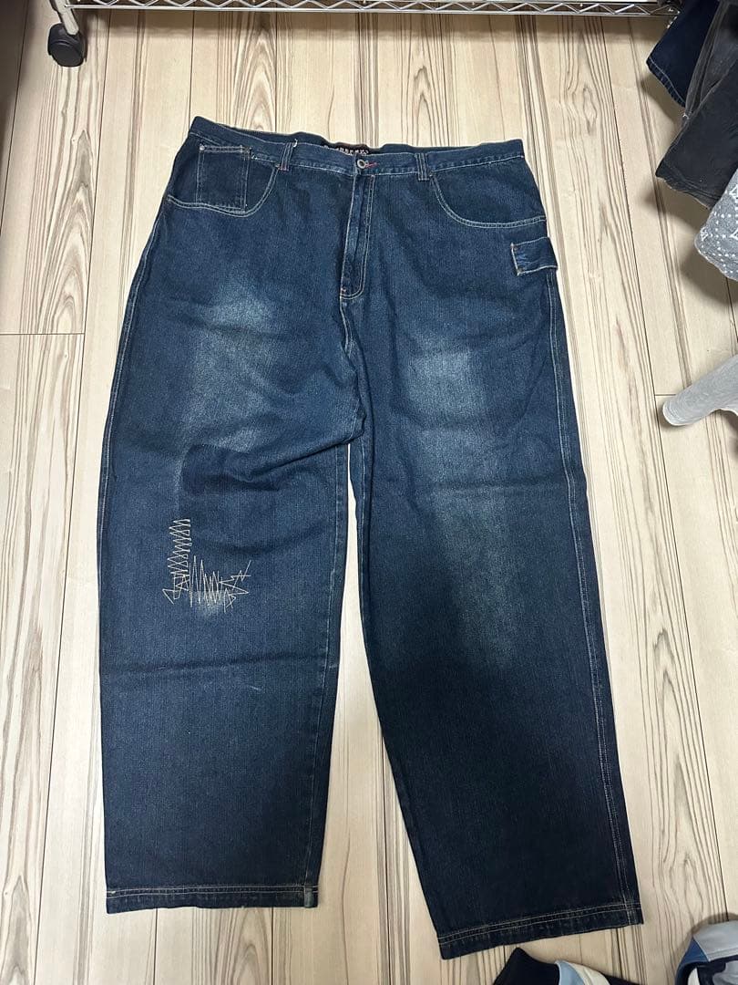 【極太】KNOCKOUT ノックアウト デニムパンツ W48 濃紺 b-boy