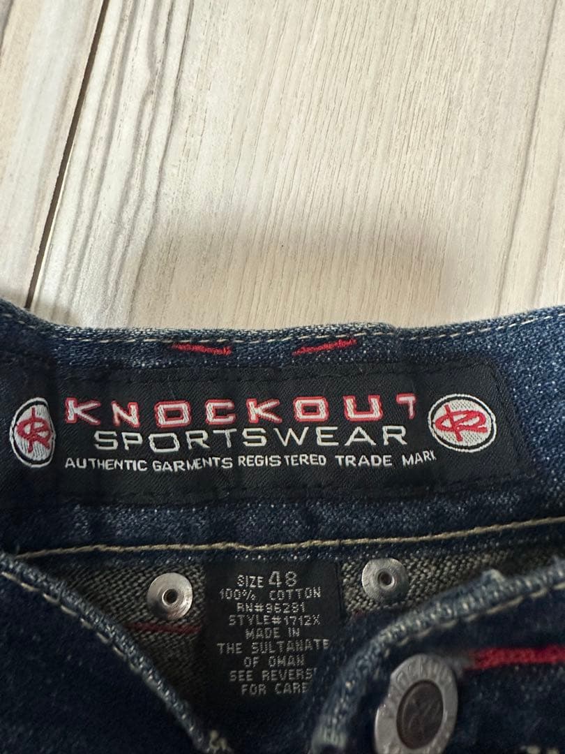 【極太】KNOCKOUT ノックアウト デニムパンツ W48 濃紺 b-boy