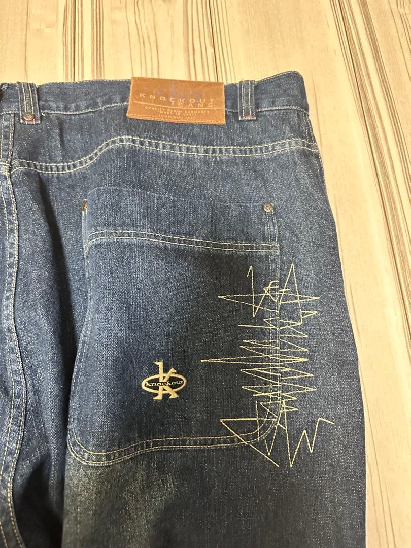 【極太】KNOCKOUT ノックアウト デニムパンツ W48 濃紺 b-boy