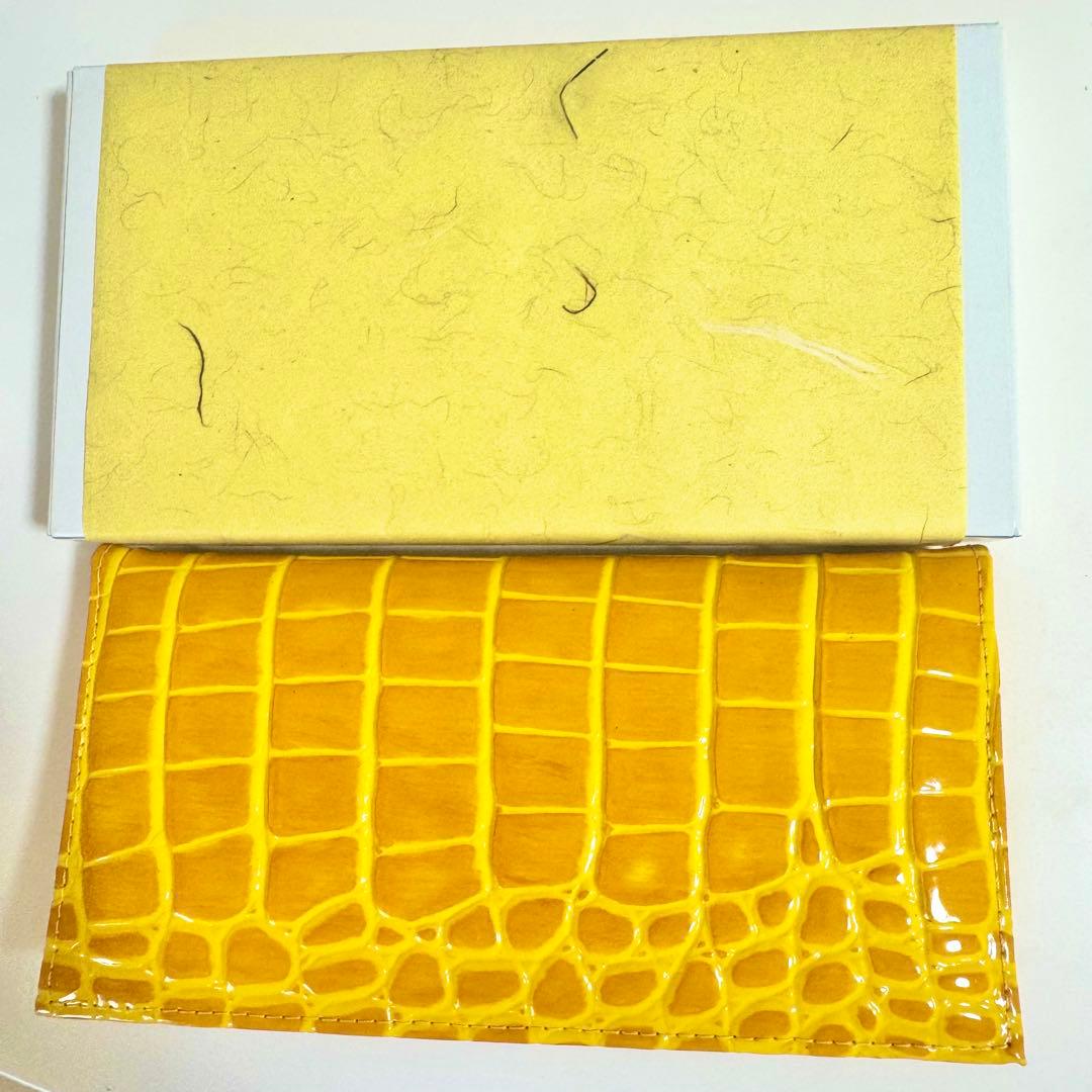 即日発送】皇居限定 長財布 本革 クロコ型押し イエロー 黄色 即日発送