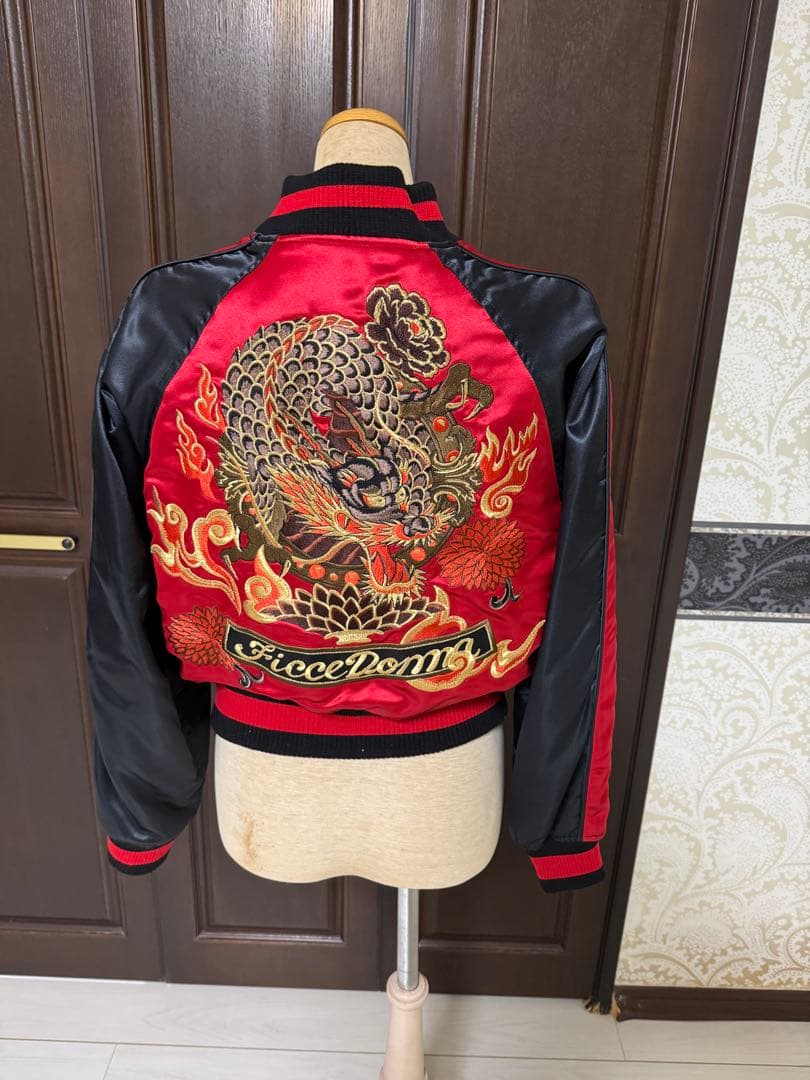 FICCE DONNA赤黒 サテン スカジャン