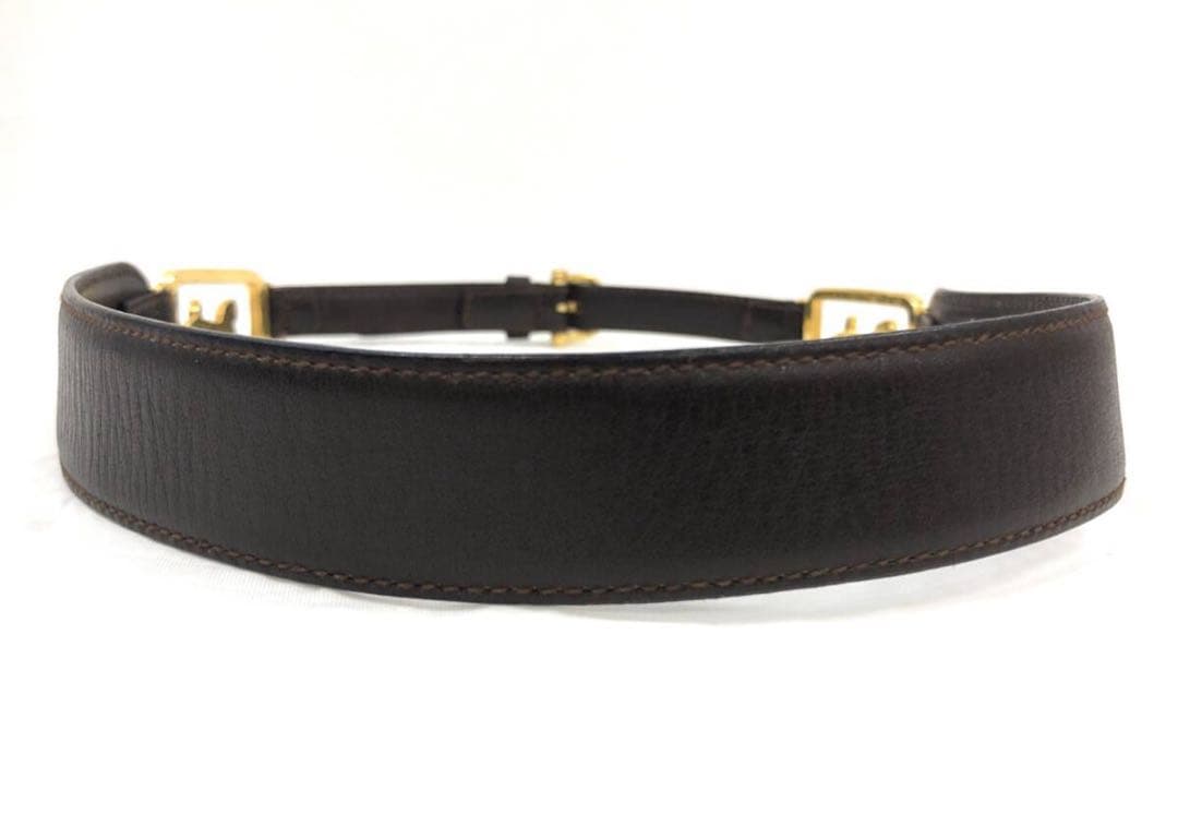 T04/078CELINEセリーヌ 馬車金具 ゴールドバックル ベルト ブラウン