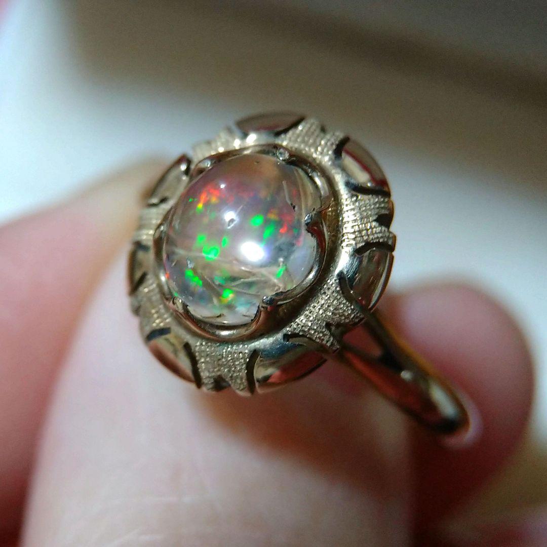ゆ*う様 ヴィンテージリング　昭和レトロ　千本透かし　14K オパール？