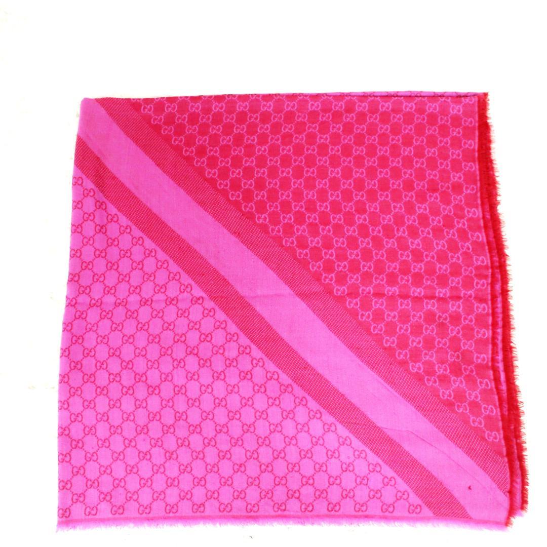 激レア グッチ ショール ストール GG柄 フリンジ ピンク GUCCI