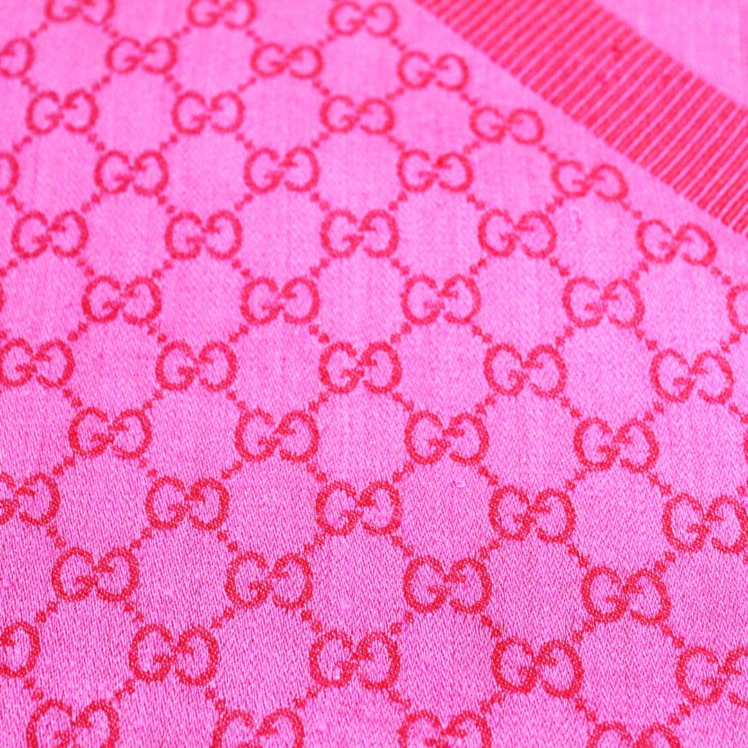 激レア グッチ ショール ストール GG柄 フリンジ ピンク GUCCI
