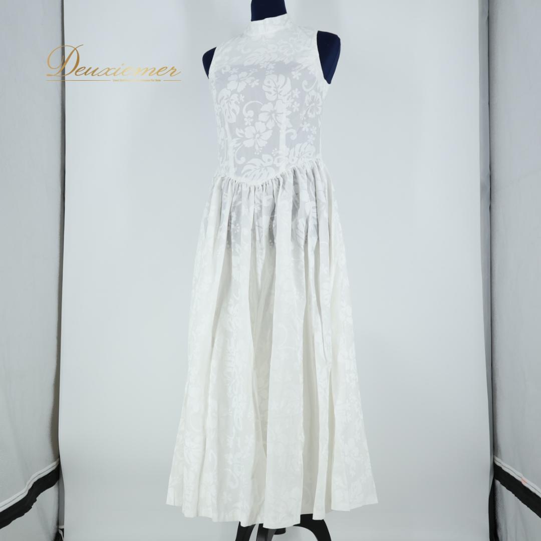 フラダンス衣装】ホワイト Paondor ワンピース ドレス ハイビスカス柄