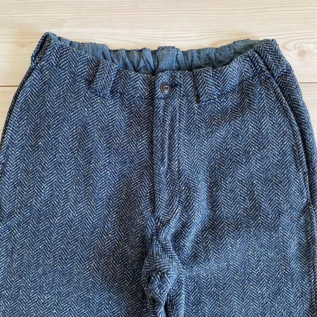定価64900円 45R コットンツイードのイージーポッポパンツ インディゴ