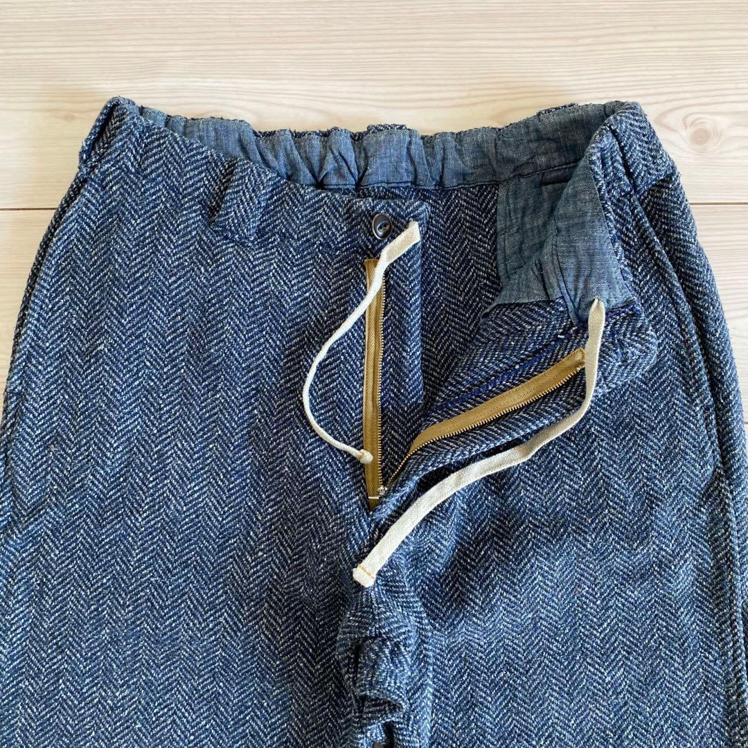 定価64900円 45R コットンツイードのイージーポッポパンツ インディゴ