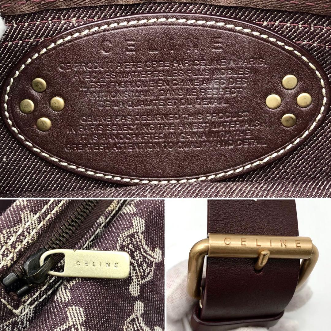 ✨美品✨セリーヌ ウエストバッグ パリマカダム キャンバス レザー ボルドー