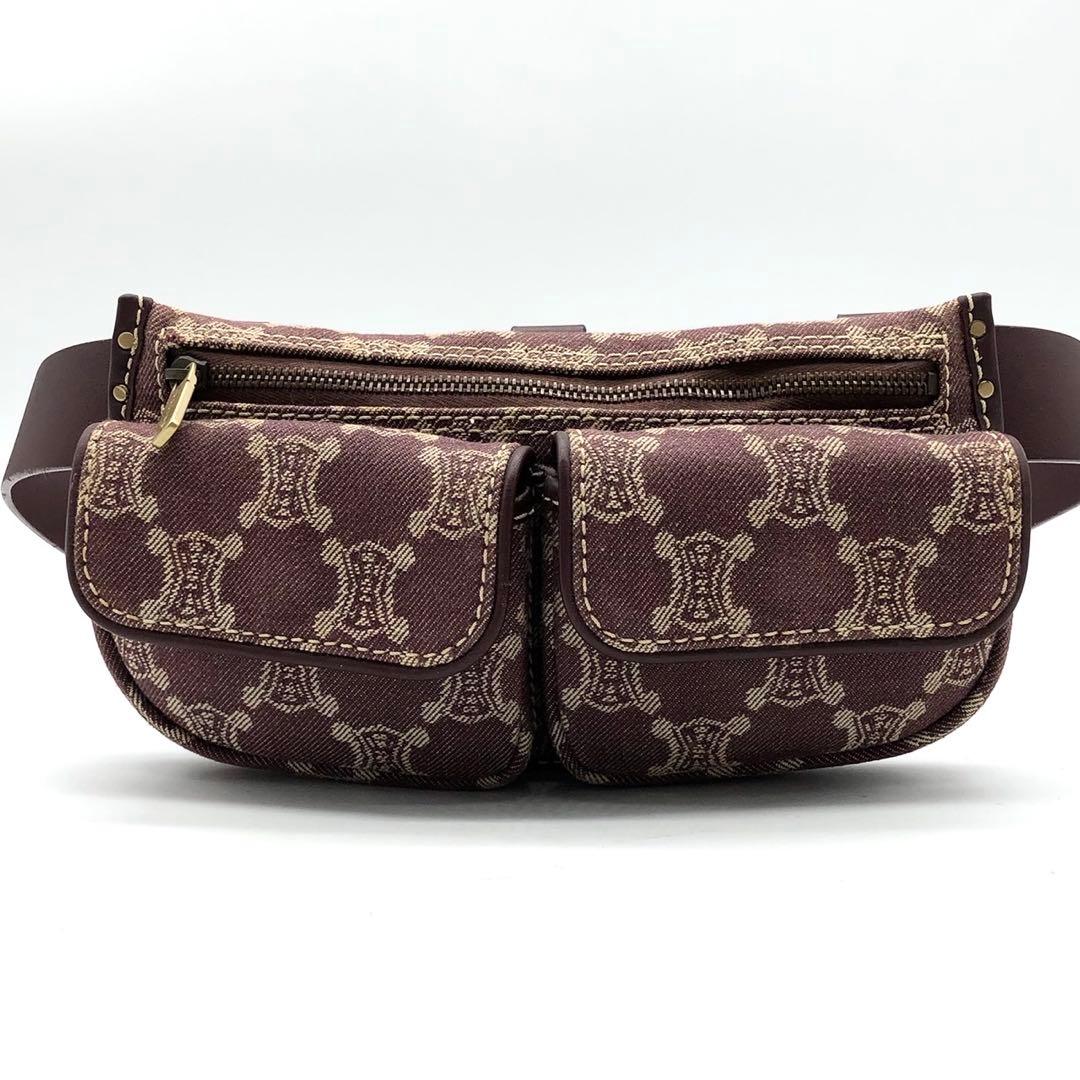 ✨美品✨セリーヌ ウエストバッグ パリマカダム キャンバス レザー ボルドー