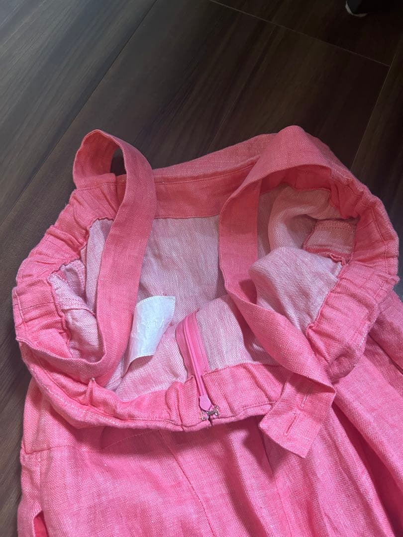 マイラン　ピンク　フリル付きピンクサロペット お直しありです。