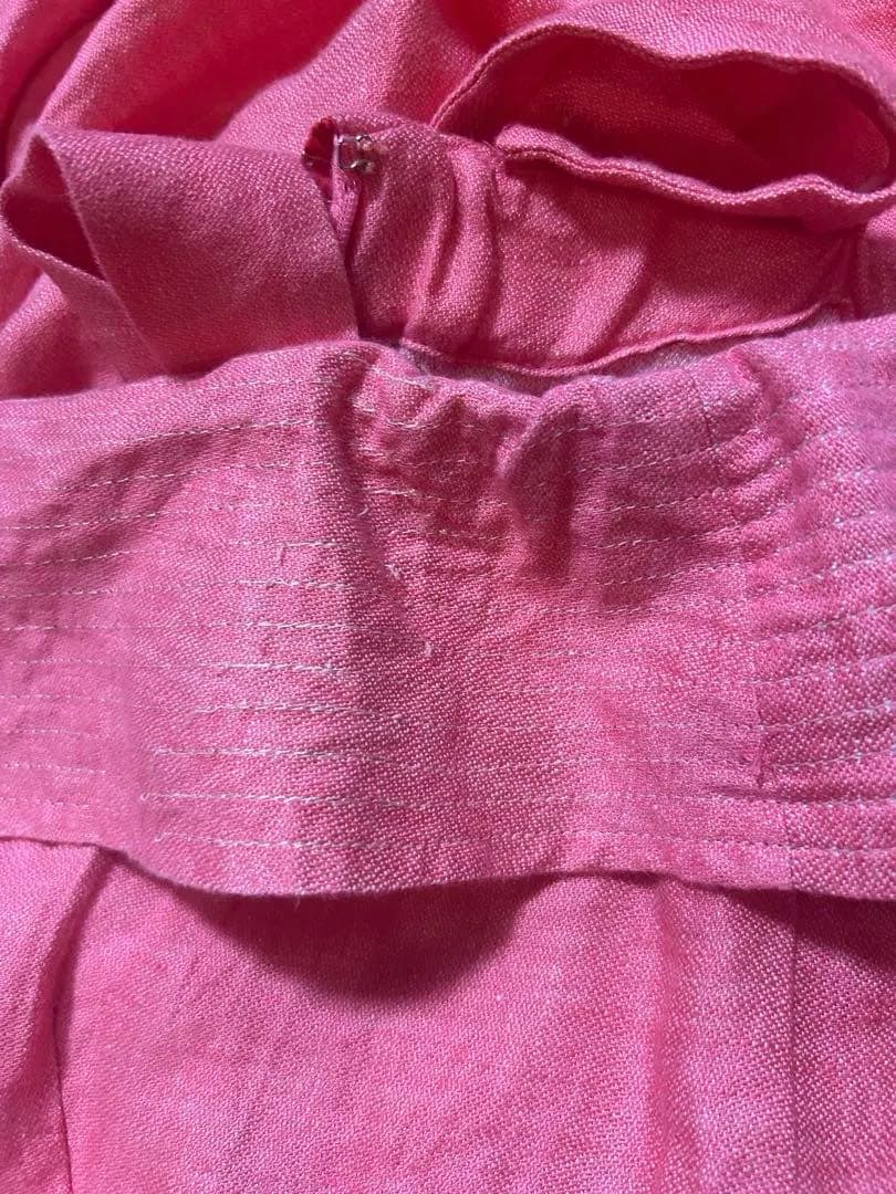 マイラン　ピンク　フリル付きピンクサロペット お直しありです。