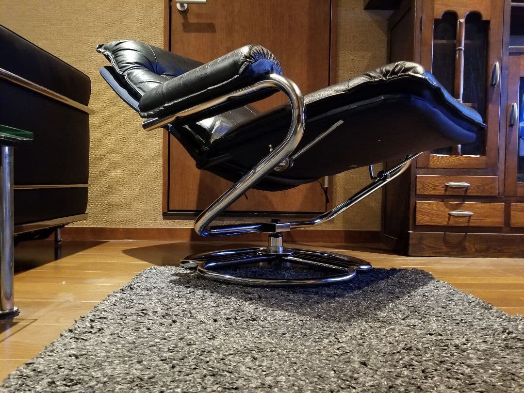 1970's　スペースエイジ　レザー　メタル　パーソナル　リクライニング　チェア