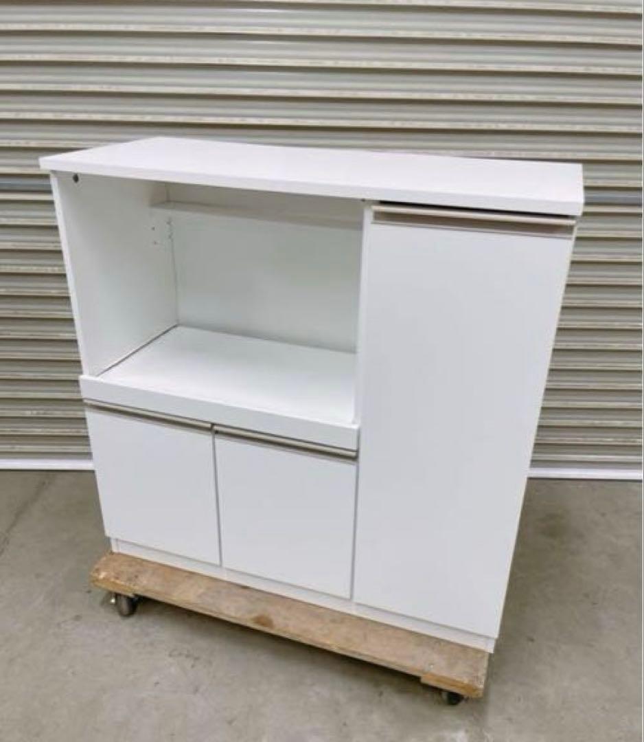 ニトリ ホワイト レンジ台 可動棚付き 幅90