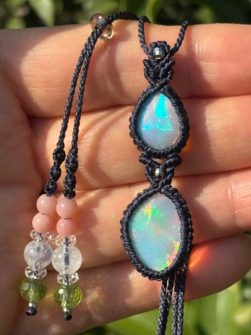 ◆ダブル オパール◆マクラメ編みペンダント