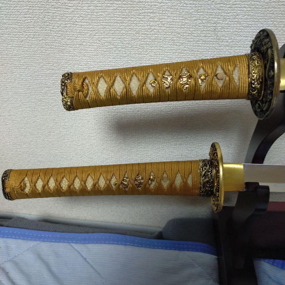 居合刀 模造刀 日本刀 大小二本 刀剣 打刀 脇差 小柄 龍 梵字