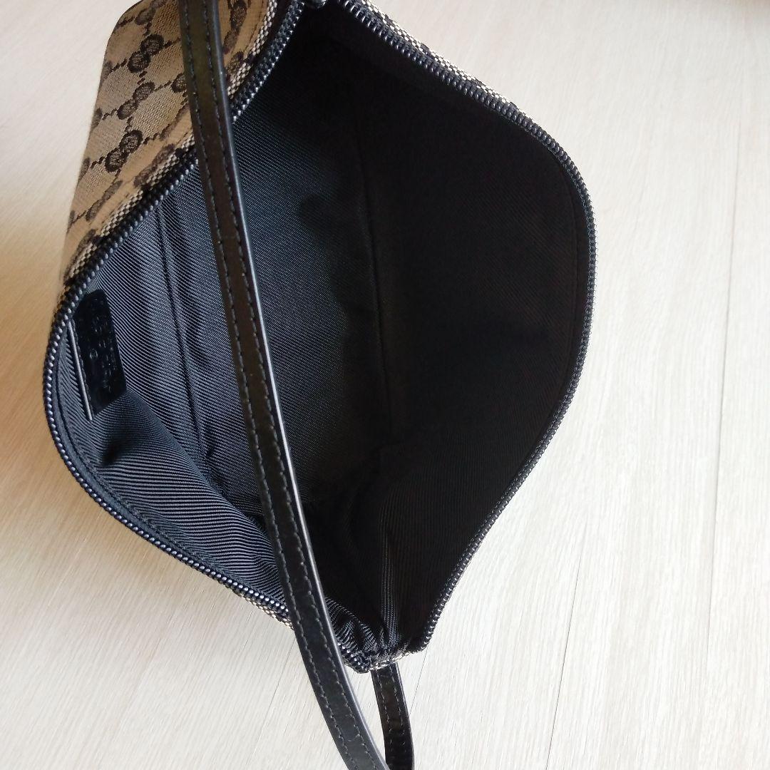 リ*ル様 グッチ GGパターン ポーチ ベージュ/ブラック