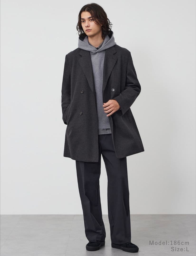 25AW 新品未使用 PLST プレシャスニットメルトンダブルブレストコート