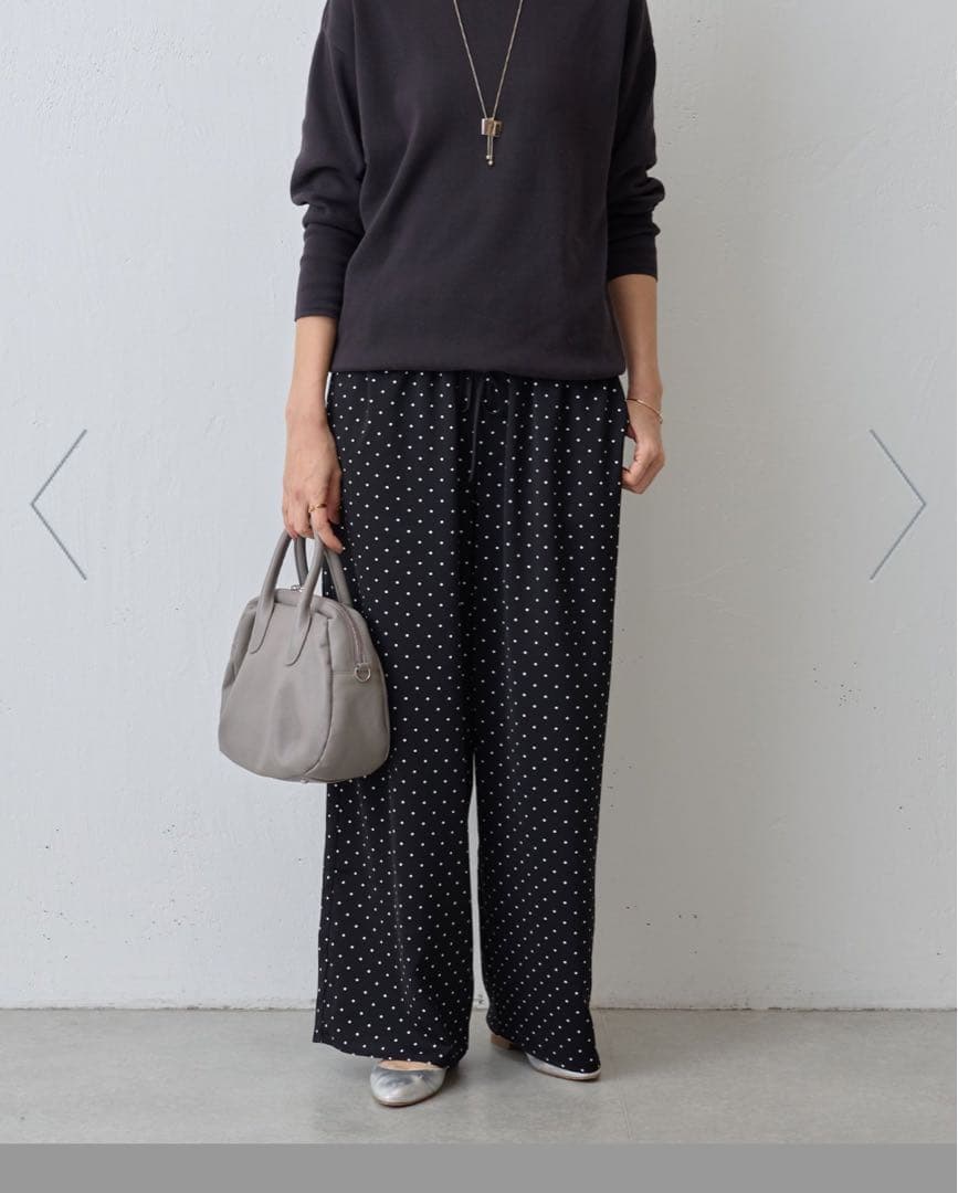 新品未使用)ビアズリー ドット パンツ 0サイズ ウエストリブドット