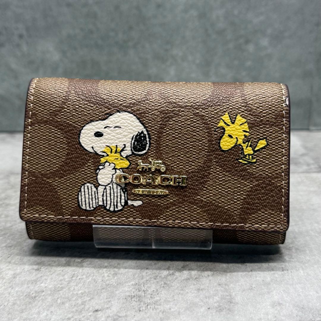 【美品】COACH コーチ スヌーピー キーケース PVC コラボ ブラウン