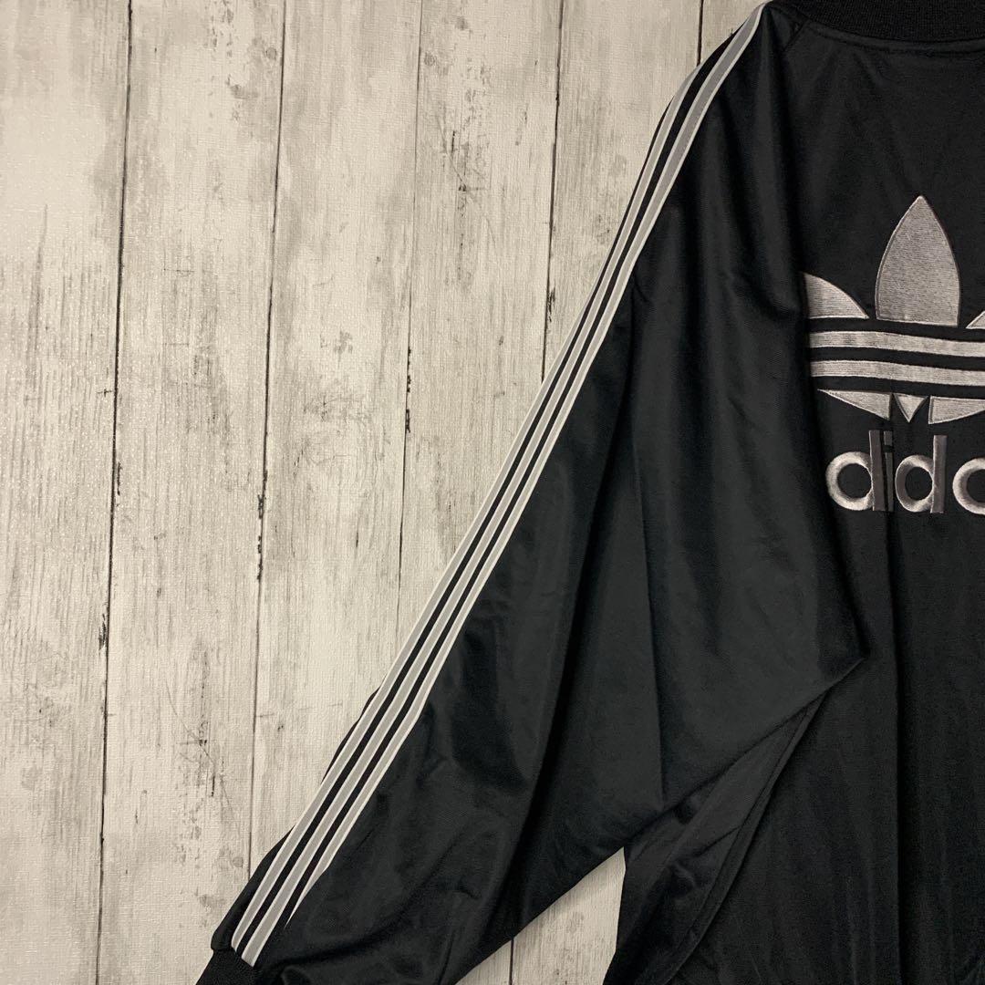 90s アディダス トラックジャケット ジャージ ブラック 刺繍 サイドライン