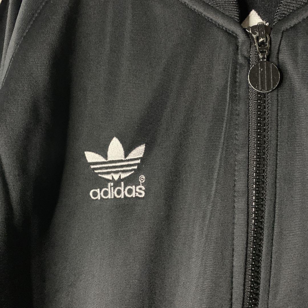 90s アディダス トラックジャケット ジャージ ブラック 刺繍 サイドライン
