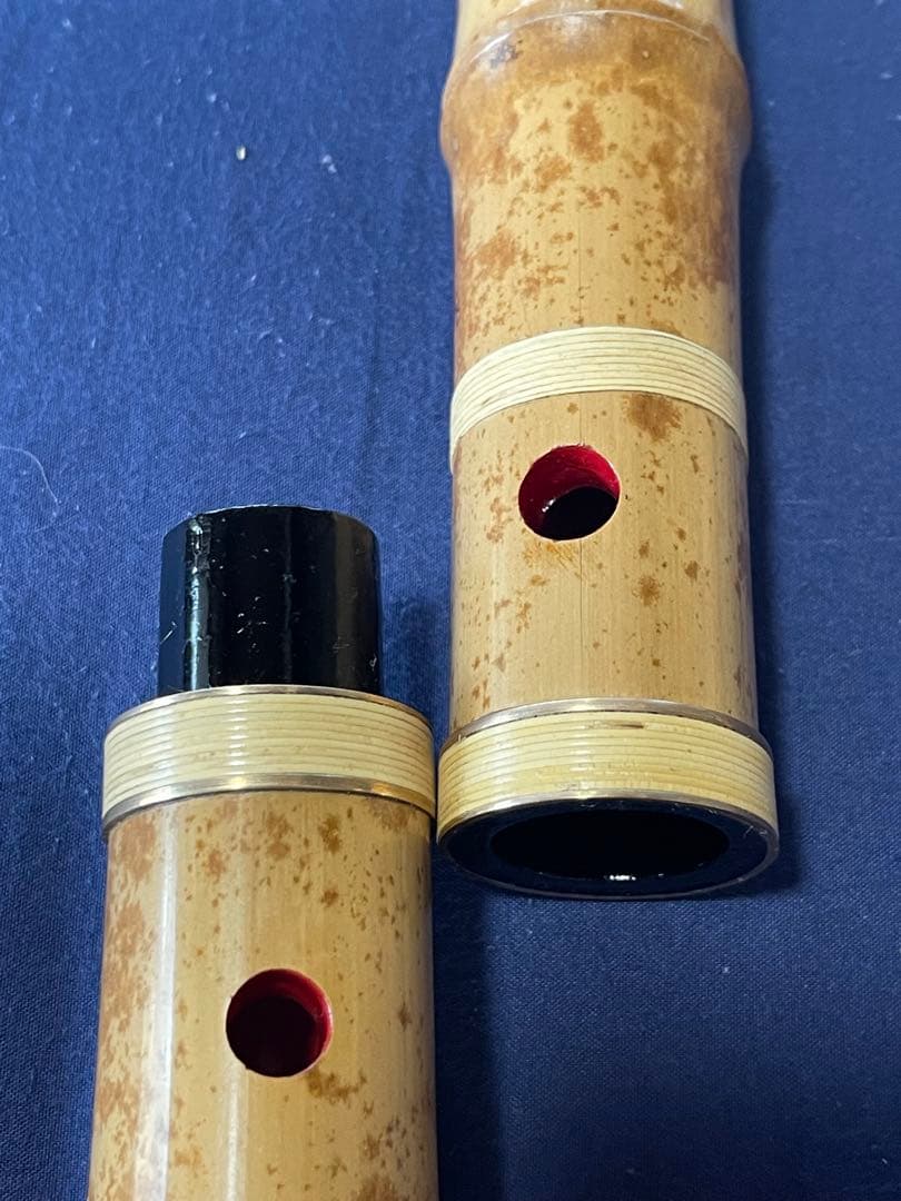 尺八　都山流　一開銘二印中継ぎ金三線1尺9寸管