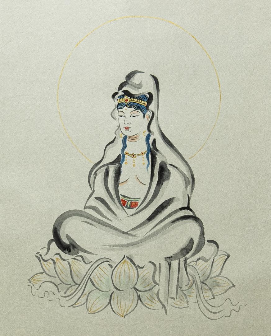 掛軸-1578　清水寺　松本大圓　観世音菩薩　共箱