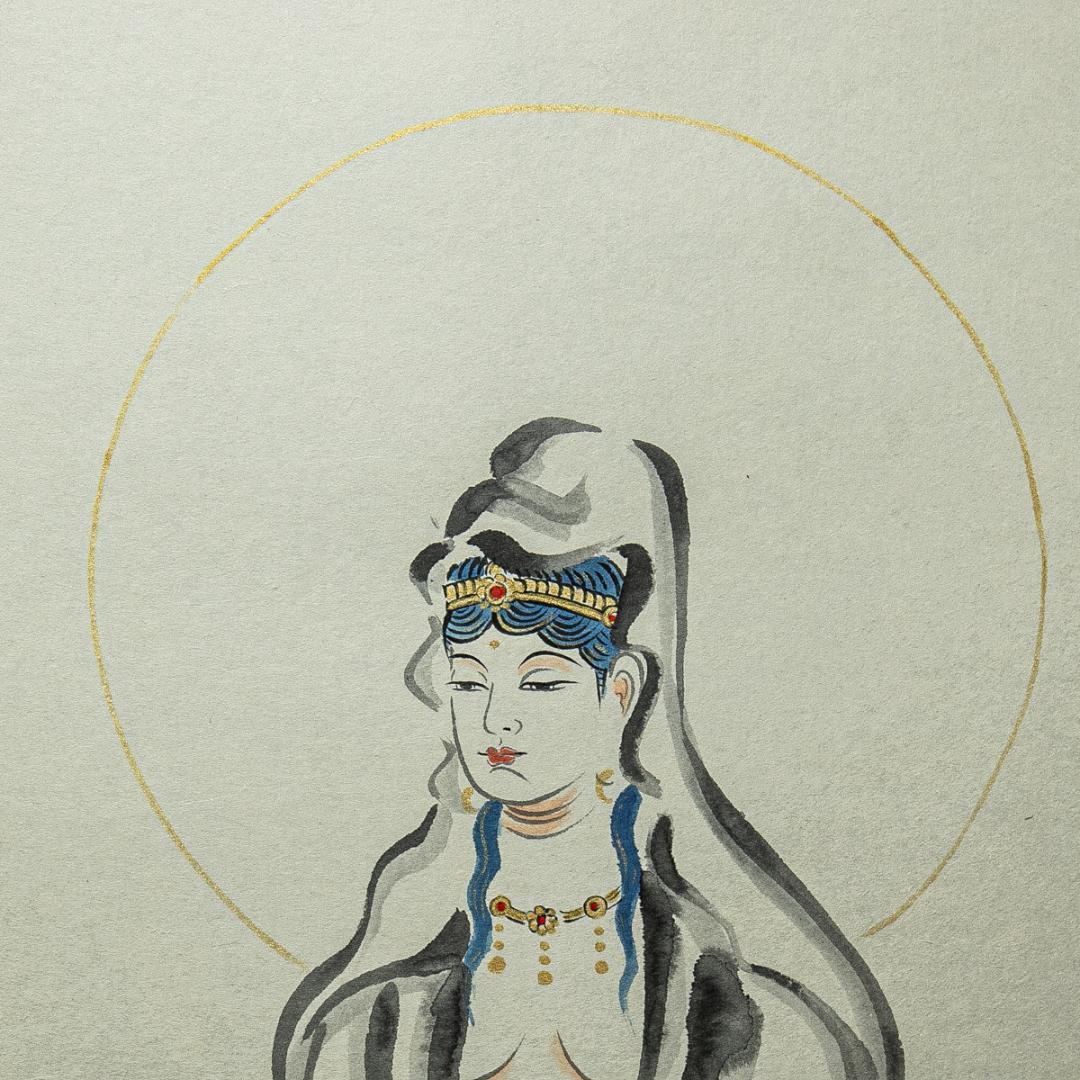 掛軸-1578　清水寺　松本大圓　観世音菩薩　共箱