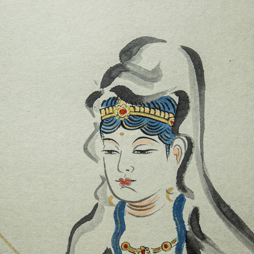 掛軸-1578　清水寺　松本大圓　観世音菩薩　共箱