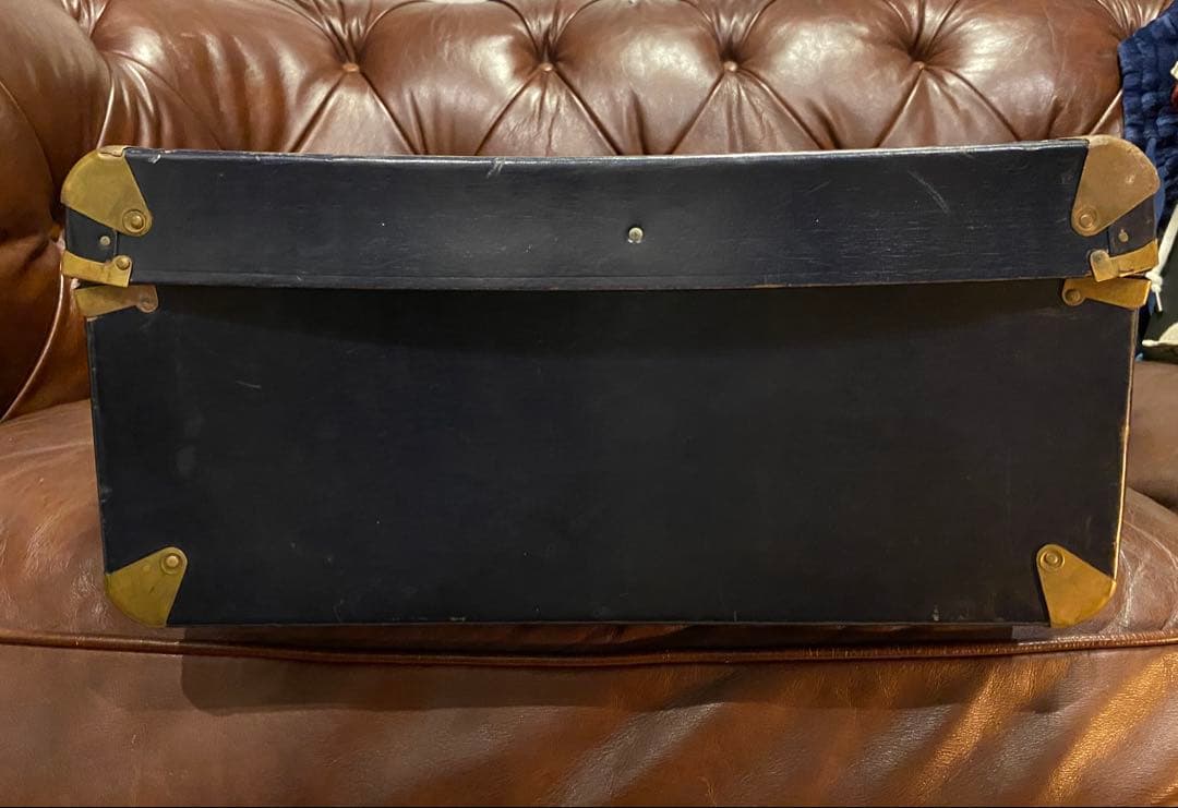 アンティーク　ヴィンテージ　トランク　ネイビー　ゴールド　ブルー