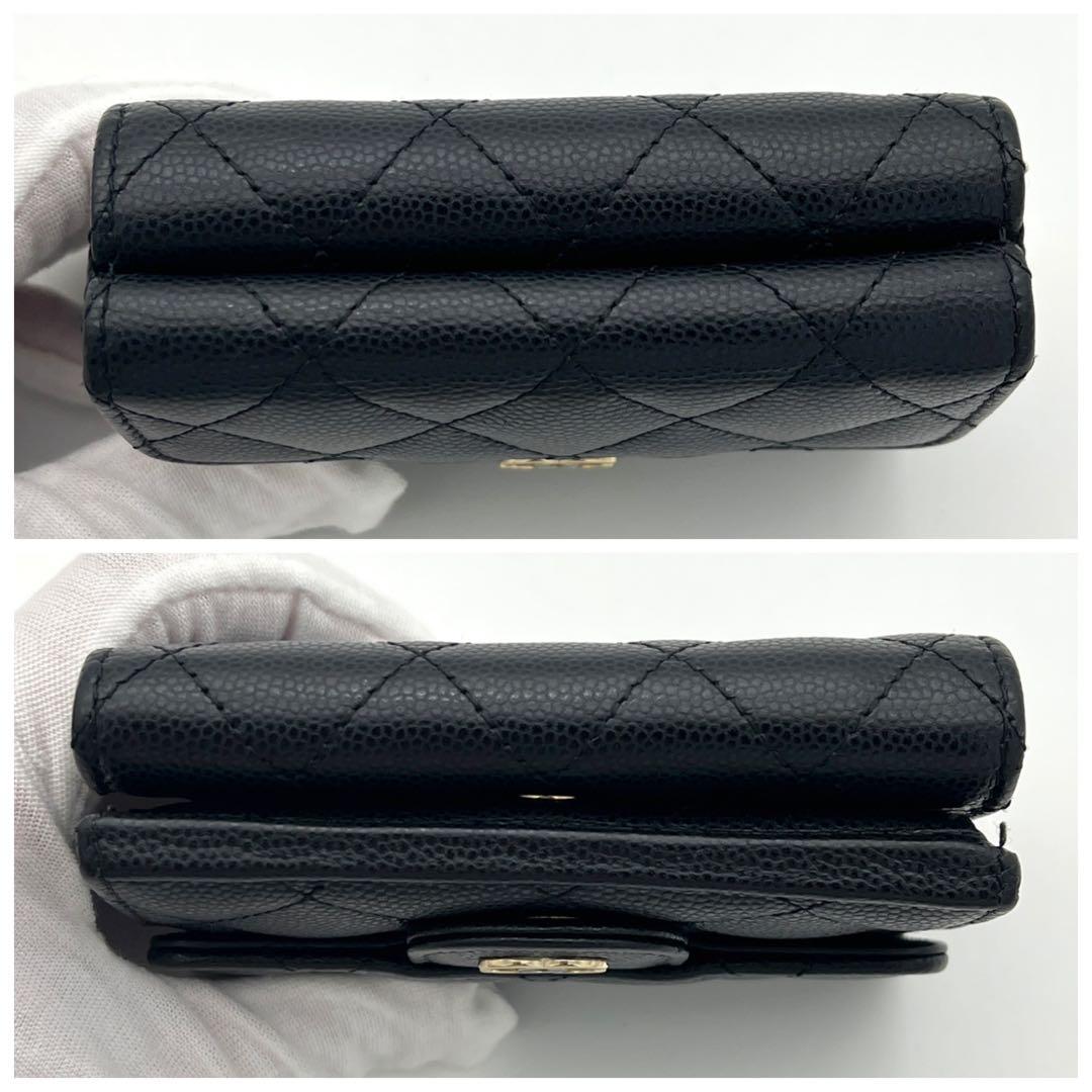 【FA♡様】シャネル マトラッセ キャビアスキン 三つ折り財布 ブラック 黒