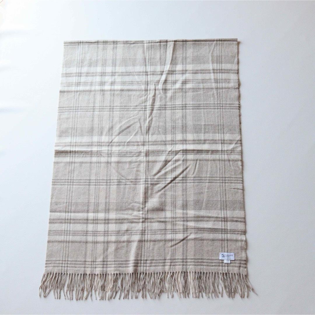 5423【美品】ジョンストンズ 大判マフラー チェック カシミヤ100％
